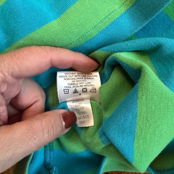 Hanna Andersson Long Sleeve Cotton Dress – Size 140 (10Y) – Green & Blue Stripe - Picture 5 of 9